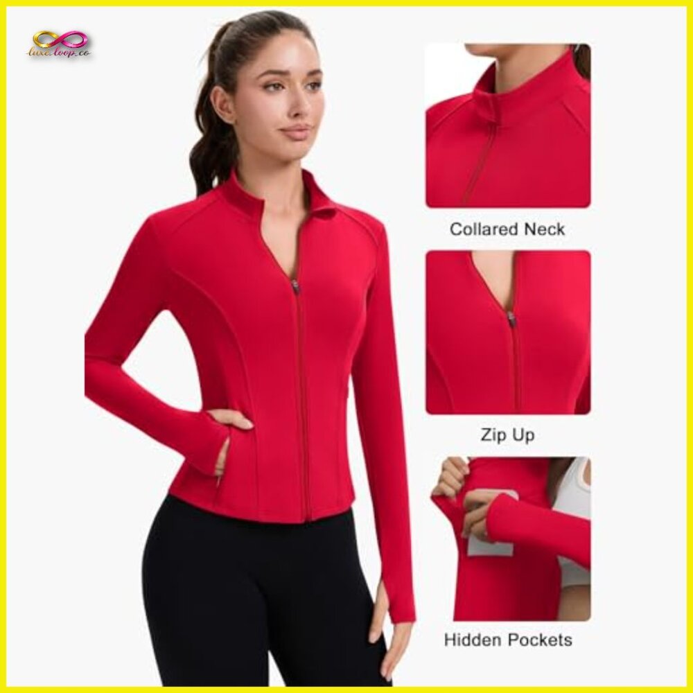 Cropped Athletic Jacket Full Zip Lightweight Slim… - image 4